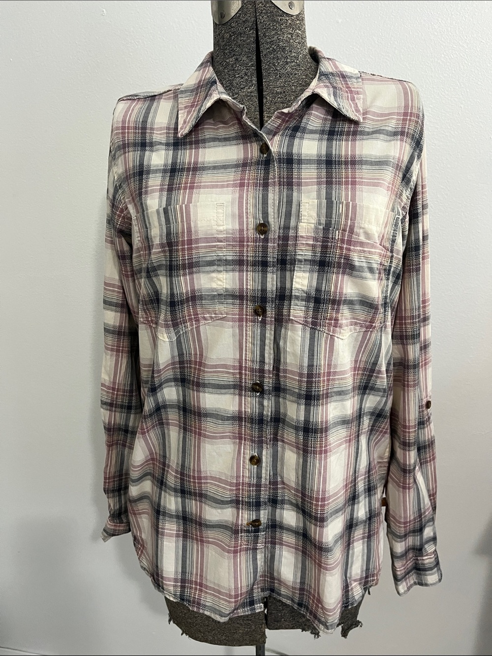 Carhartt Women's Plaid Button-Down Shirt in Pink, Navy & White
